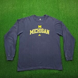 Michigan Wolverines Tshirt Mens XL Navy Blue Adidas Long Sleeve NCAA Football